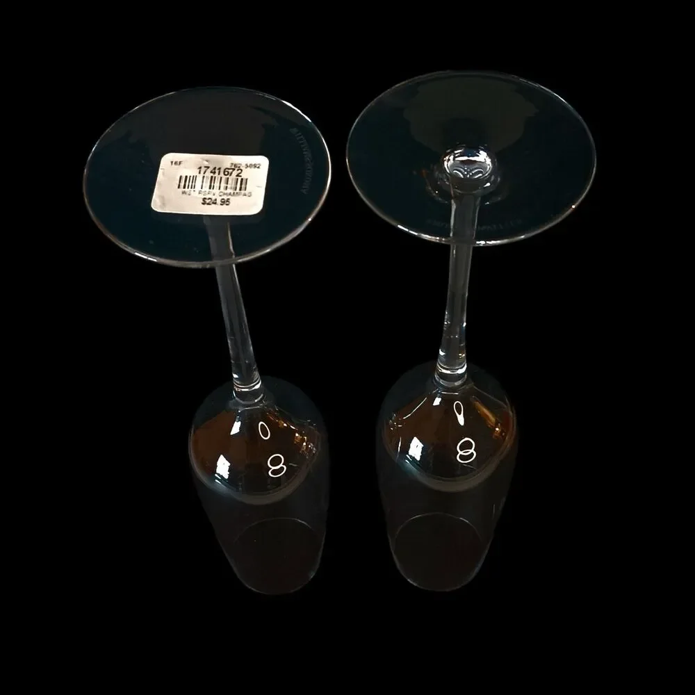 Set Of Two Williams Sonoma Champagne Flutes Marked WST RSRV 9 7/8